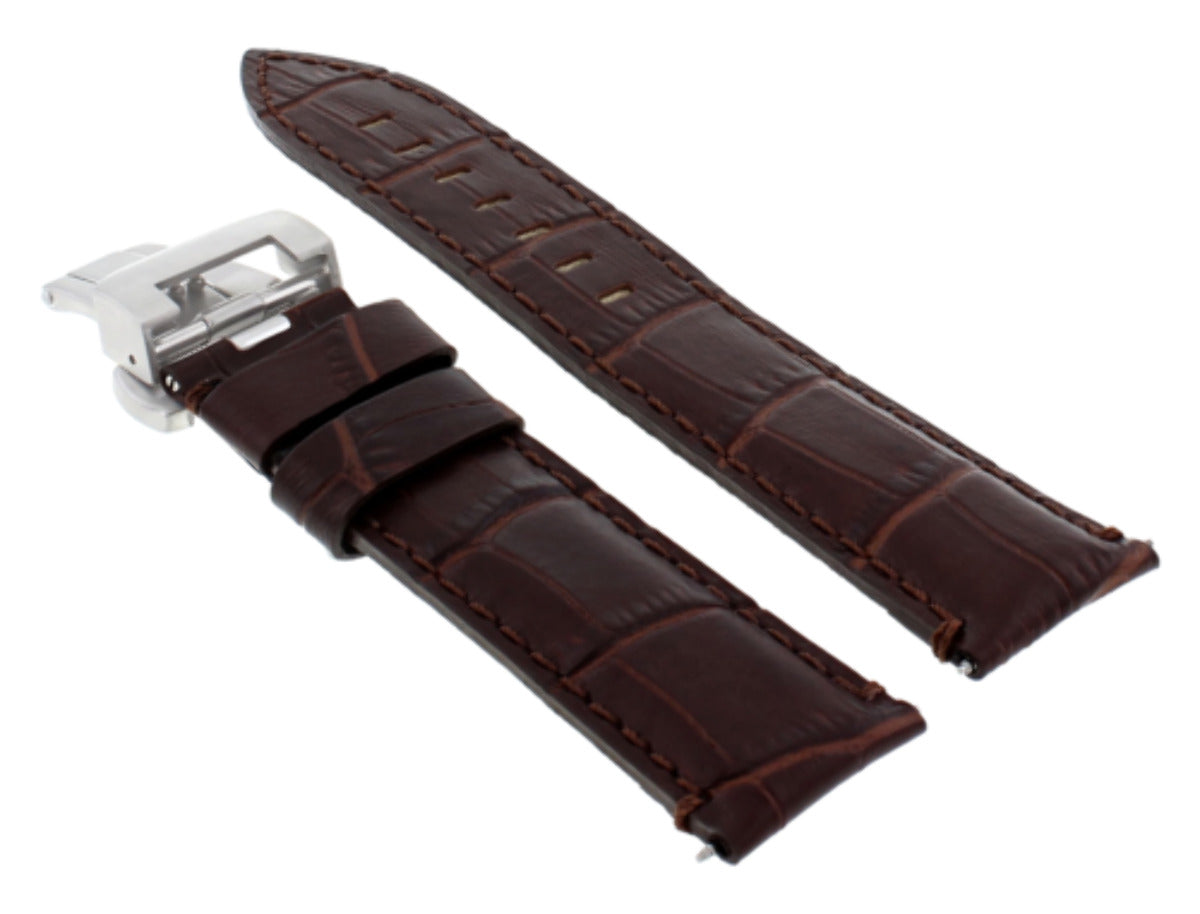 22MM COW LEATHER BAND STRAP DEPLOYMENT CLASP FOR 40MM PAM PANERAI MARINA BROWN