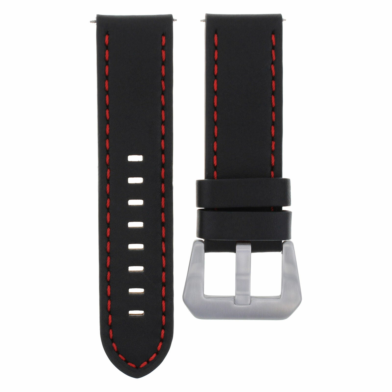 22MM LEATHER WATCH BAND STRAP FOR PANERAI 111 119 244 049 120 BLACK RED STITCH