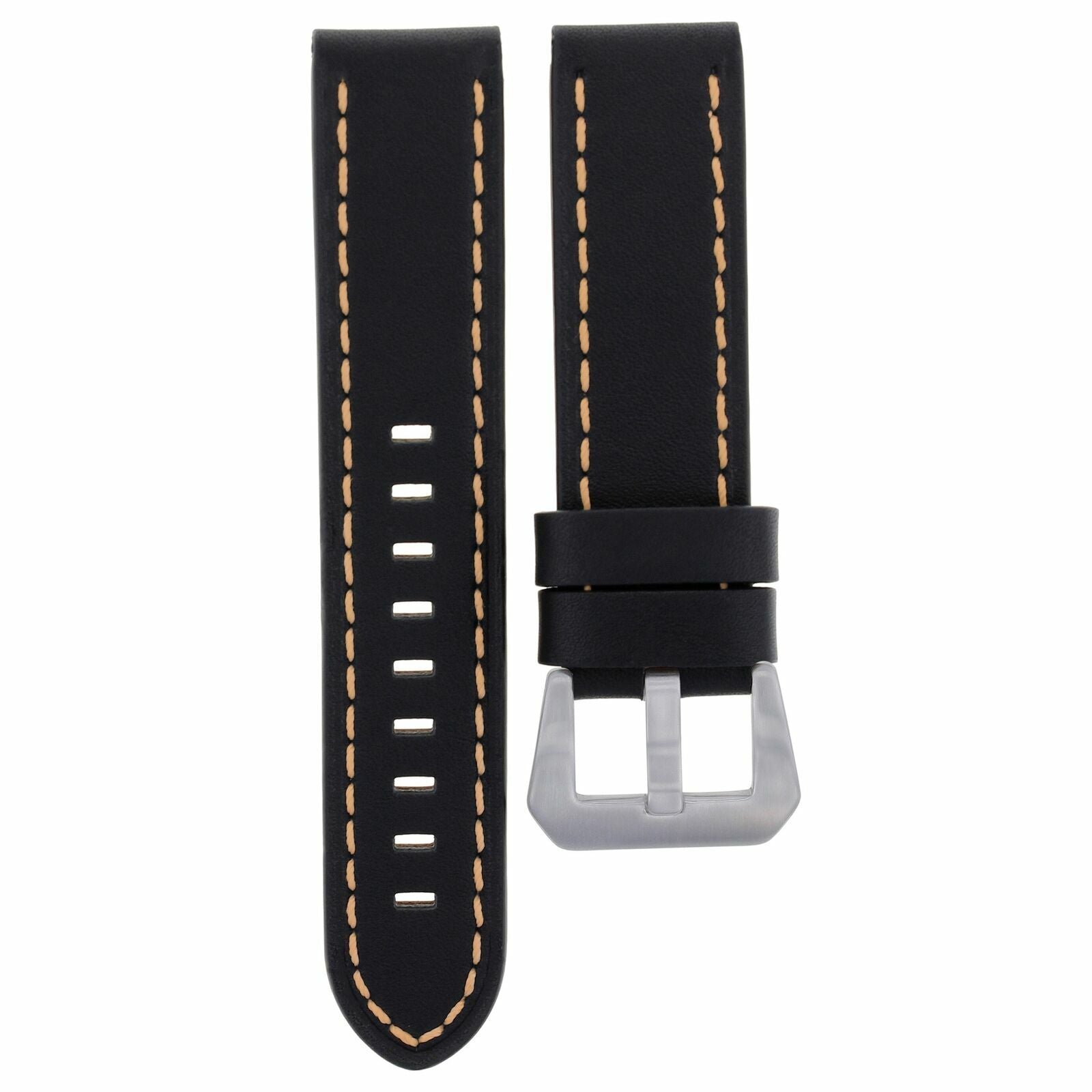 BIG 24MM COW LEATHER WATCH BAND STRAP FOR 44MM PANERAI GMT BLACK ORANGE STITCH