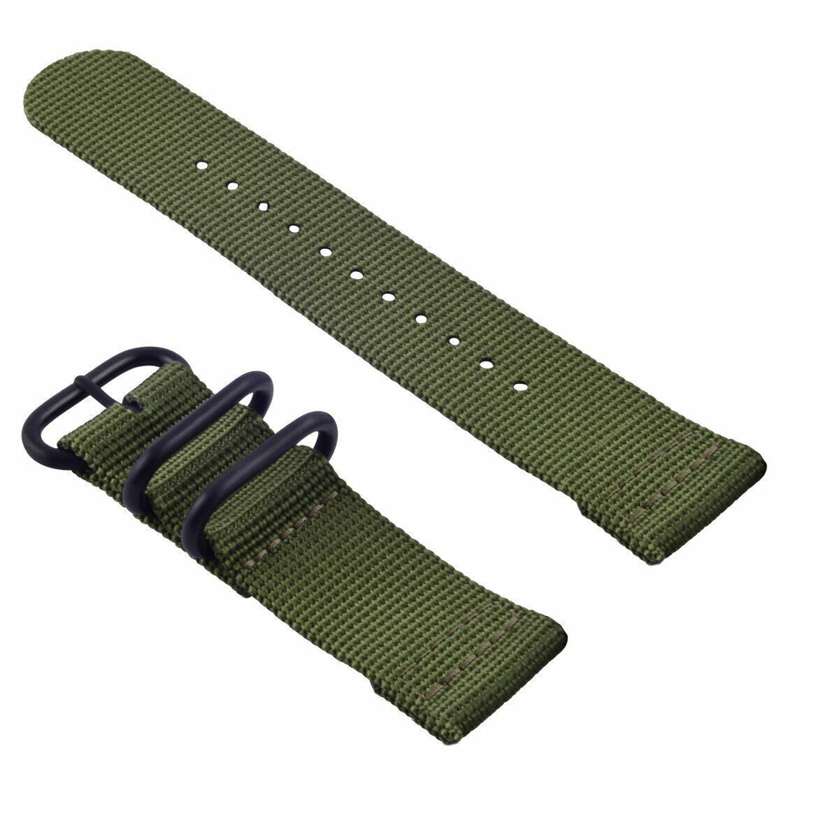 NEW FOR SUUNTO CORE NYLON DIVER WATCH BAND LUGS SET BLACK 3 PVD RINGS ARMY GREEN