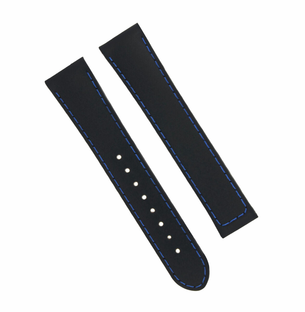 20MM RUBBER STRAP BAND CLASP FOR OMEGA SEAMASTER PLANET OCEAN BLACK BLUE STITCH