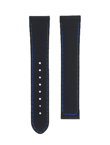 20mm Rubber Watch Band Strap Clasp for Omega Seamaster Planet Ocean Black, front view