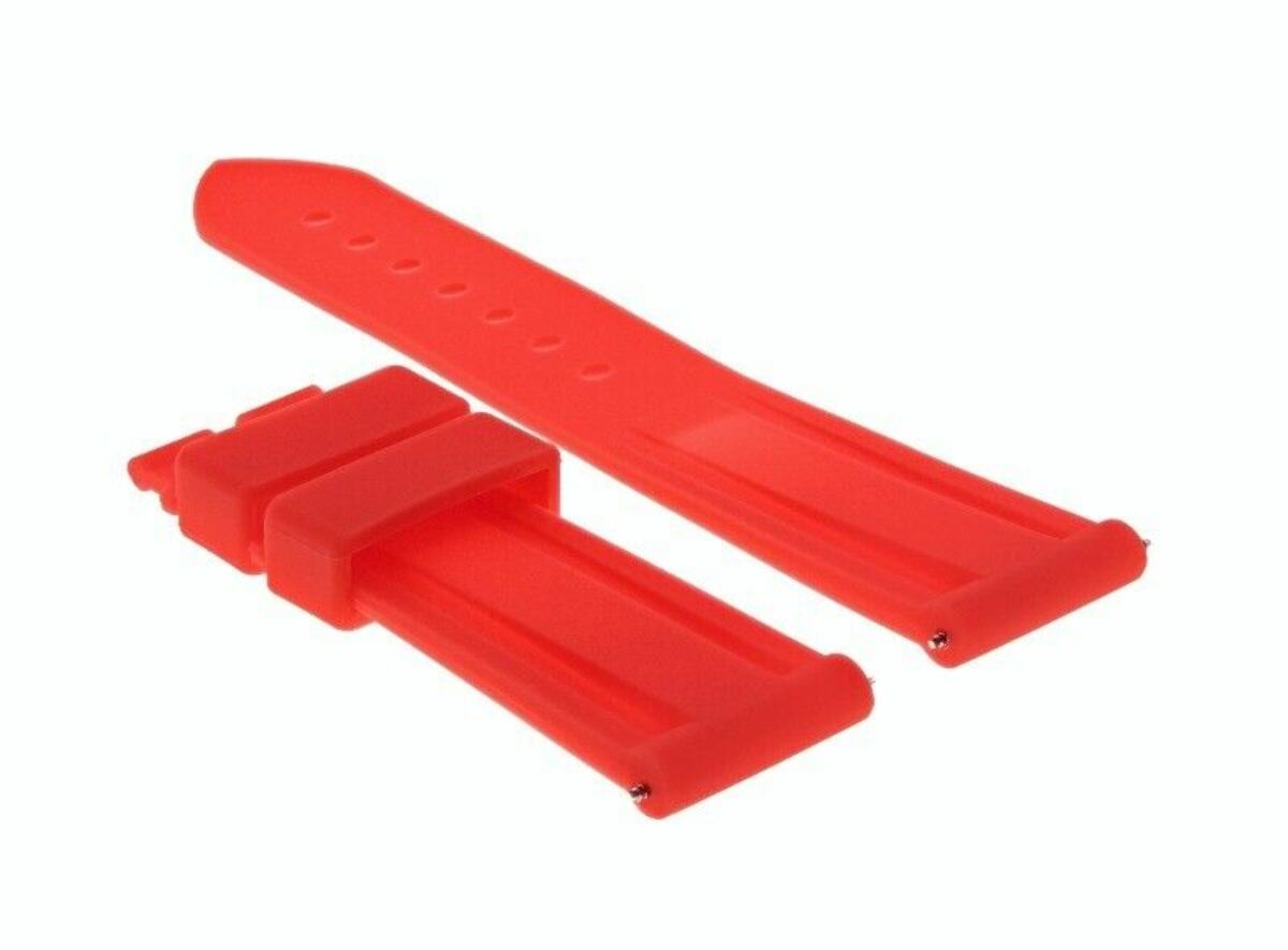 22MM RUBBER DIVER WATCH BAND FOR 40MM PANERAI WATCH DEPLOYMENT BUCKLE CLASP RED