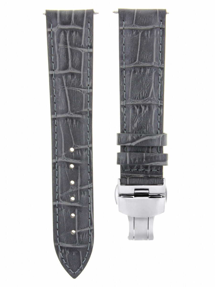 22MM LEATHER BAND STRAP FOR BREITLING CHRONOMAT NAVITIMER BENTELY CLASP GREY