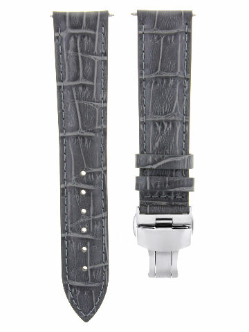 22MM LEATHER BAND STRAP FOR BREITLING CHRONOMAT NAVITIMER BENTELY CLASP GREY