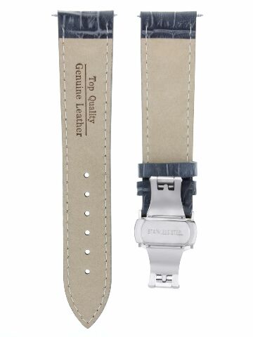 22MM LEATHER BAND STRAP FOR BREITLING CHRONOMAT NAVITIMER BENTELY CLASP GREY