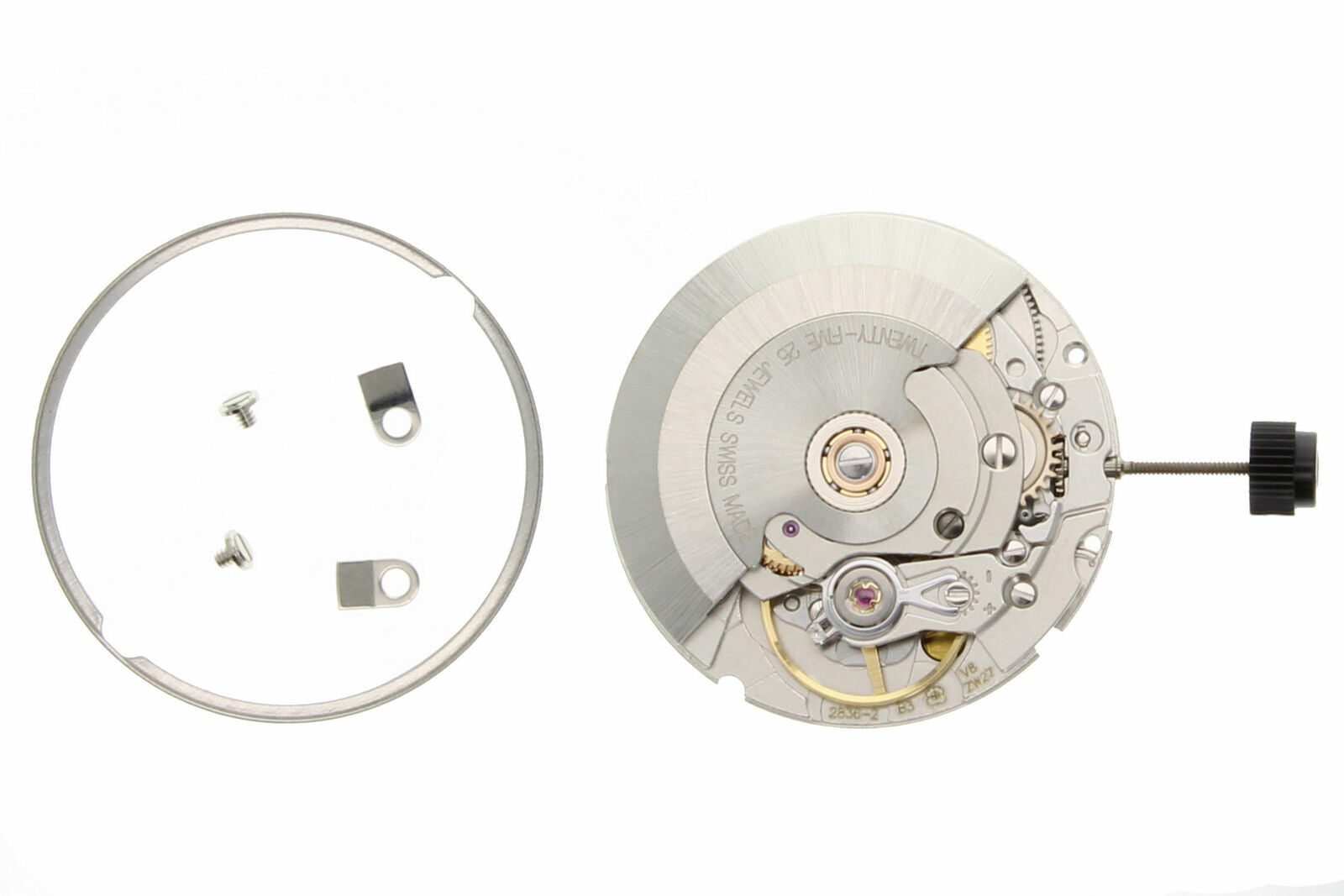 NEW GENUINE FOR ETA 2836-2 WATCH MOVEMENT 25 JEWEL AUTOMATIC DAY DATE SILVER SWISS