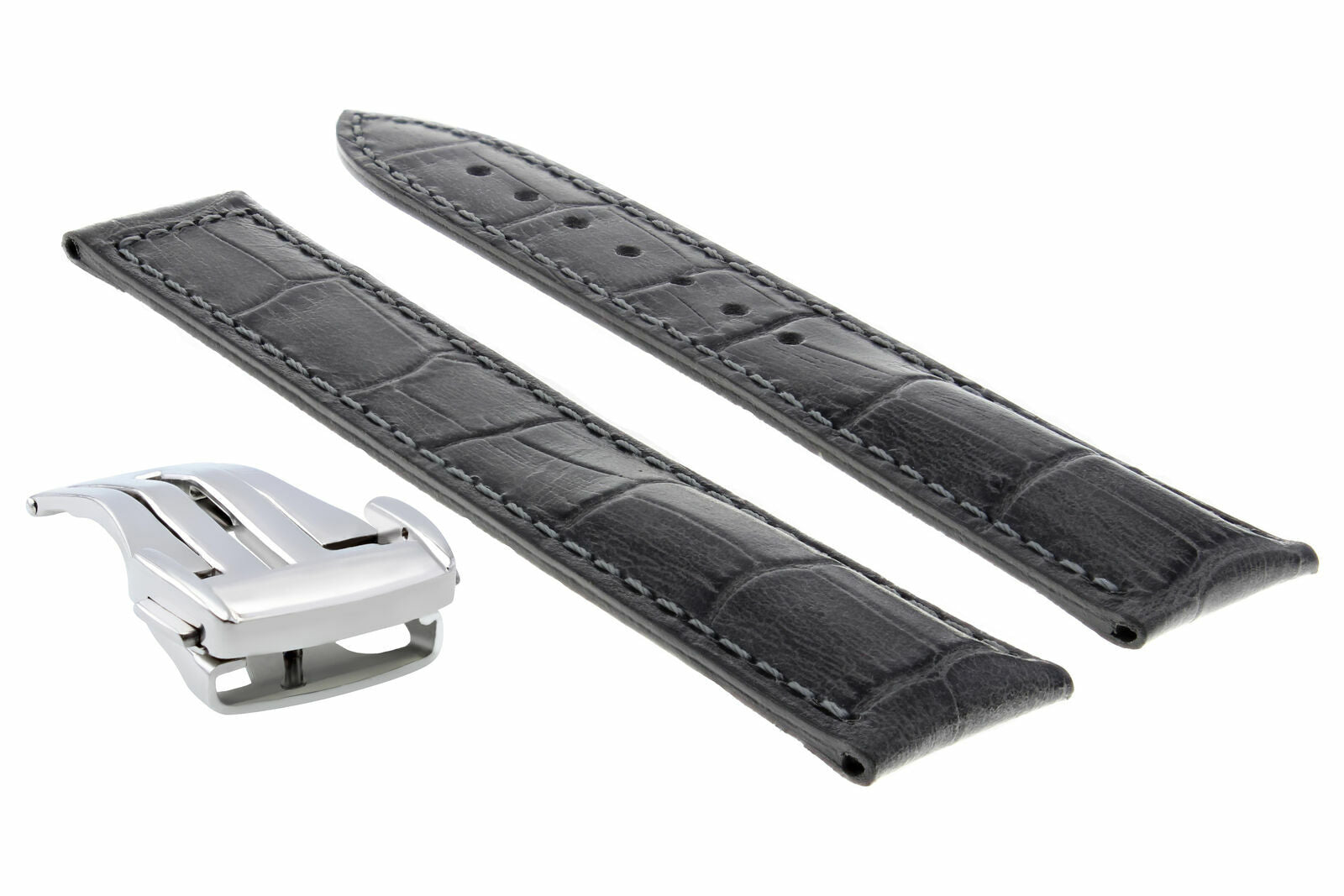 22MM LEATHER WATCH STRAP BAND FOR OMEGA SEAMASTER PLANET OCEAN GRAY