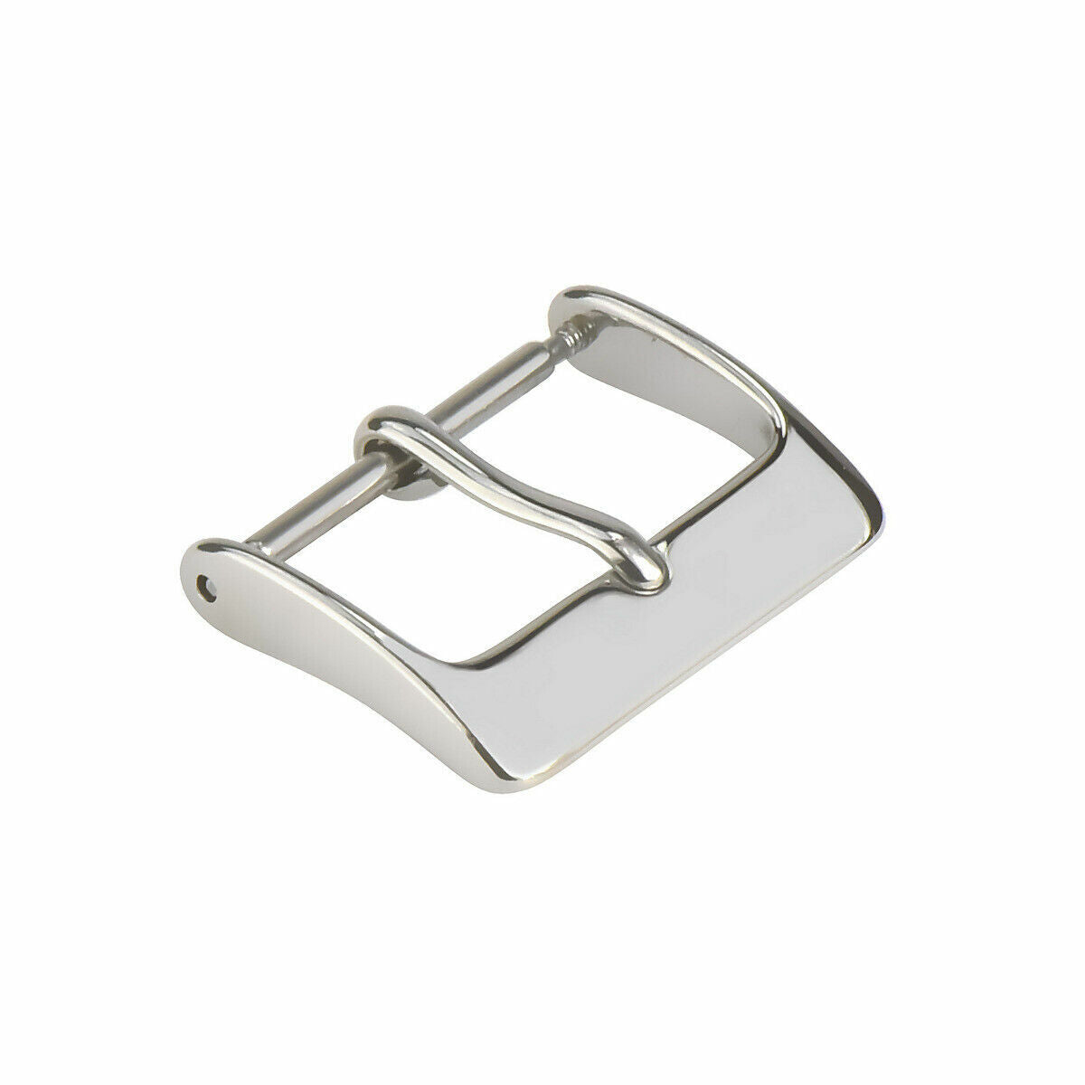 22MM WATCH BUCKLE CLASP PIN STYLE LEATHER RUBBER WATCH BAND STRAP SHINY SILVER