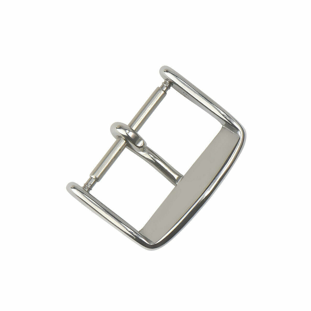 20MM WATCH BUCKLE CLASP PIN STYLE LEATHER RUBBER WATCH BAND STRAP SILVER HEAVY