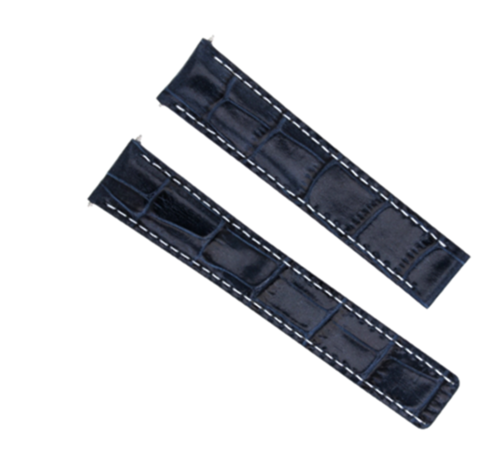 20MM PREMIUM LEATHER WATCH STRAP BAND FOR CARTIER TANK SOLO BLUE WHITE STITCHING