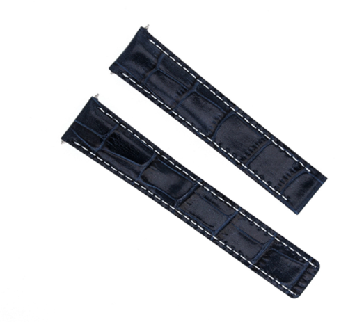 20MM PREMIUM LEATHER WATCH STRAP BAND FOR CARTIER TANK SOLO BLUE WHITE STITCHING