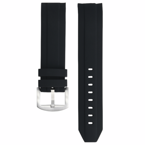 22MM RUBBER WATCH STRAP BAND FOR 45.5MM OMEGA SEAMASTER PLANET OCEAN CURVE BLACK