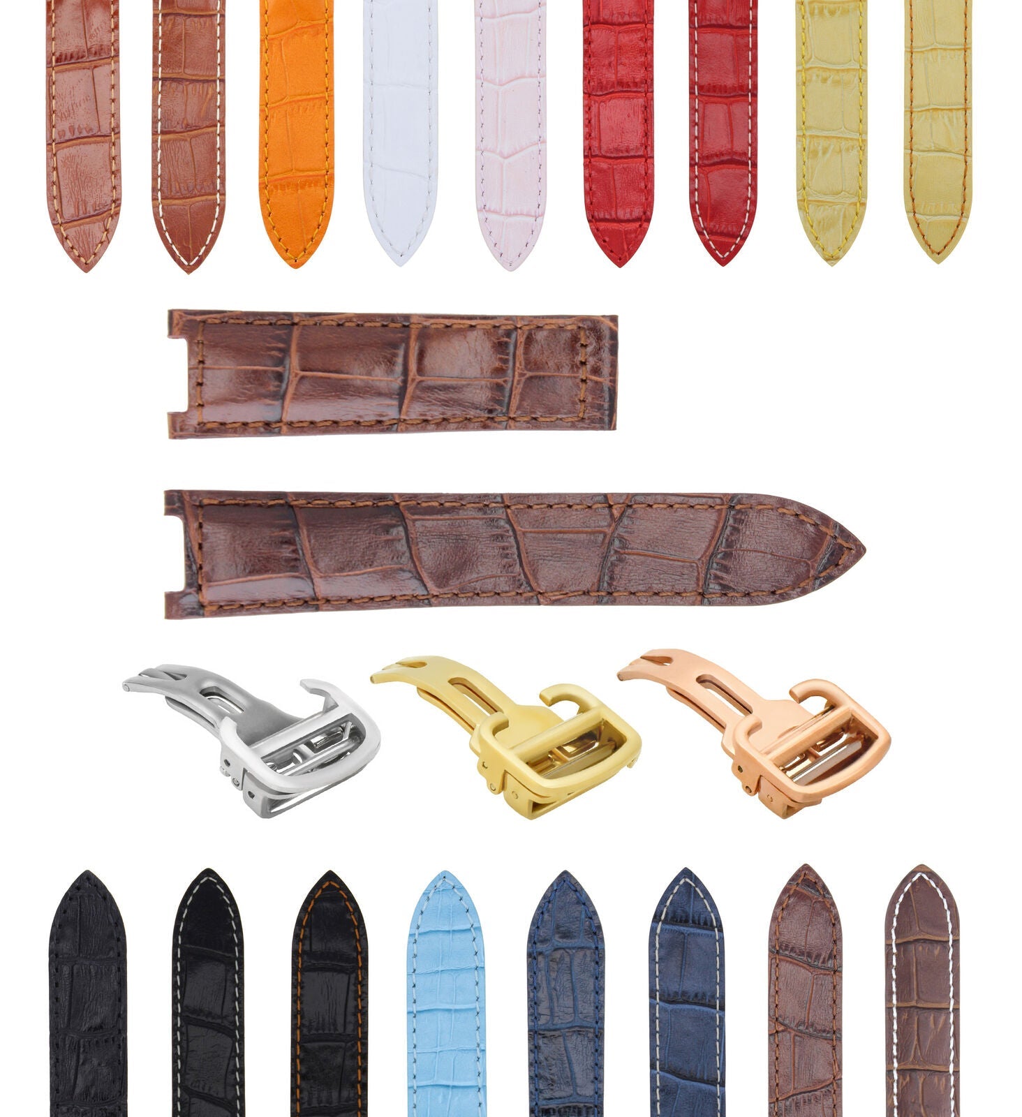 LEATHER WATCH BAND STRAP FITS CARTIER PASHA 35-38-42MM CHRONOGRAPH - 20MM