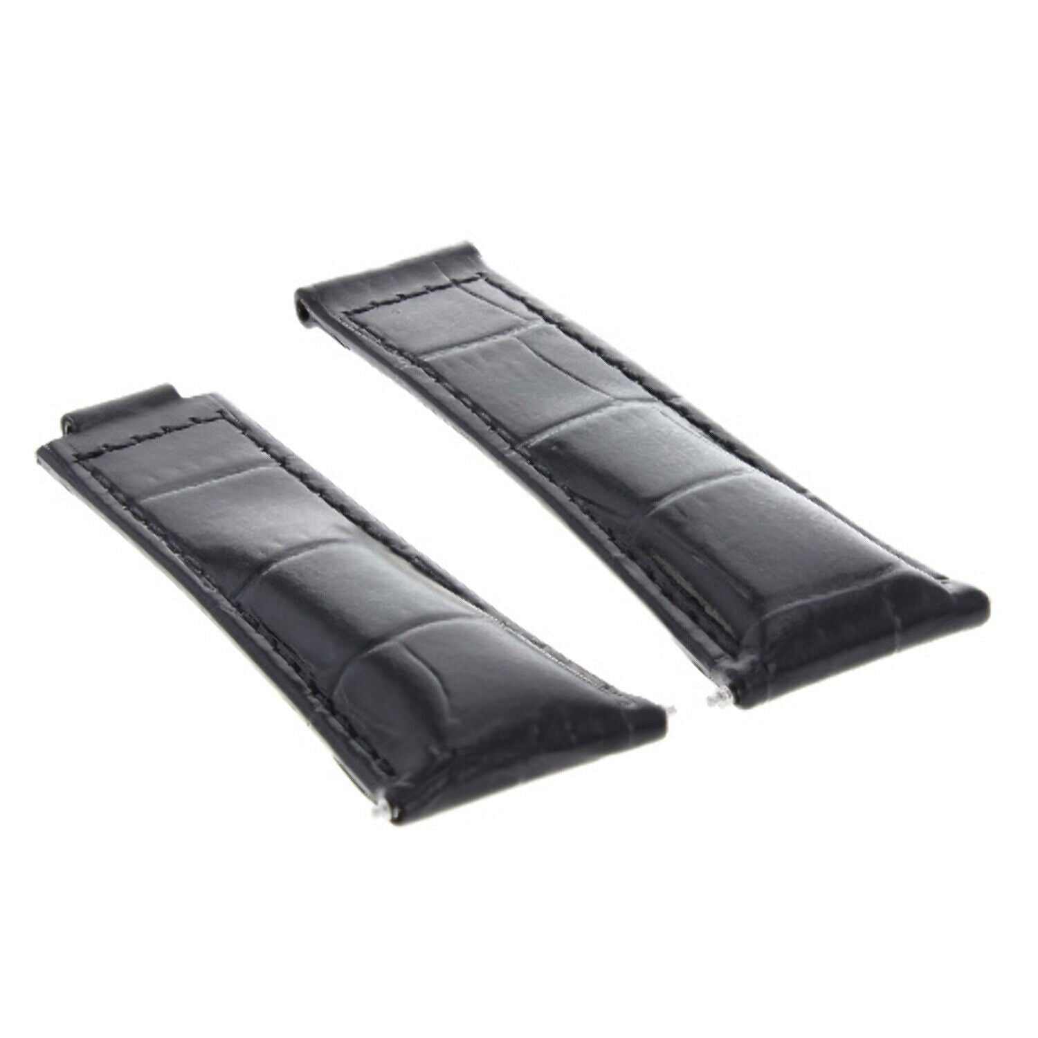 20MM LEATHER ALLIGATOR STRAP BAND CLASP FOR ROLEX DAYTONA 16520,116519 SHORT MEDIUM - Black