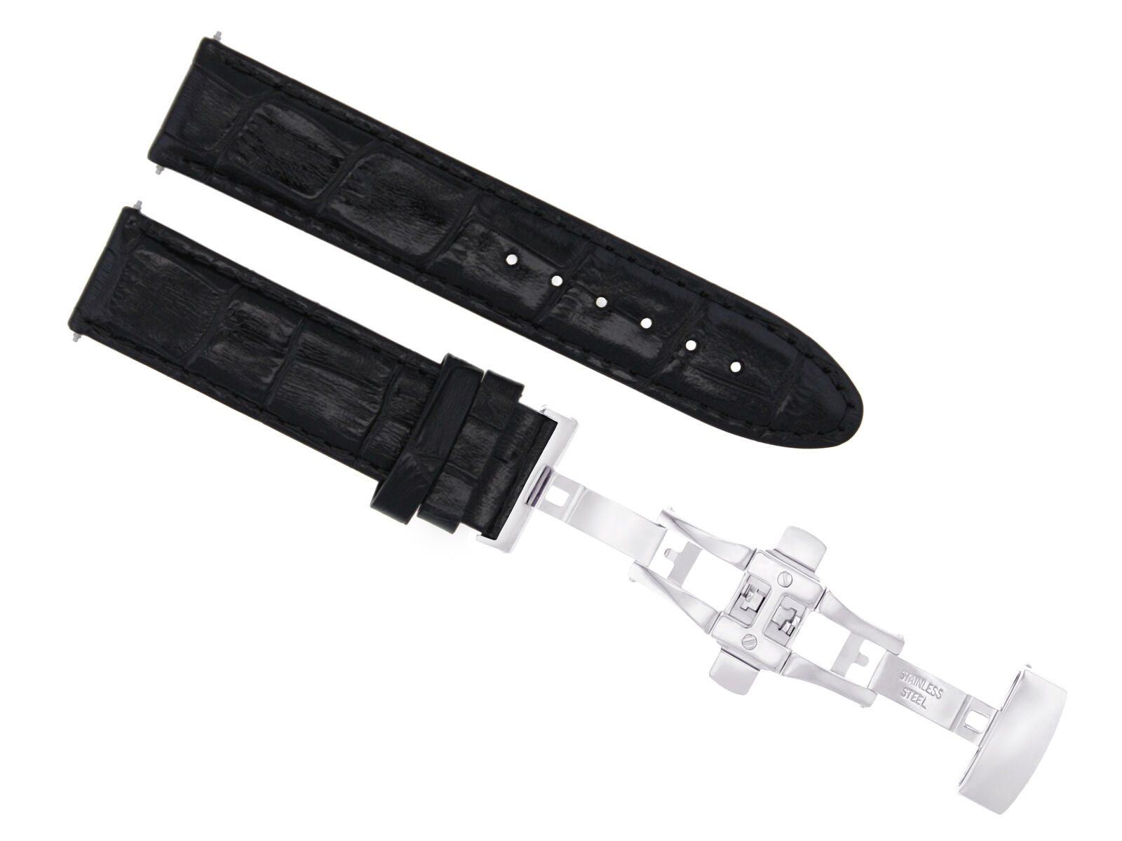 LEATHER WATCH BAND STRAP FOR LONGINES WATCH DEPLOYMENT CLASP - 19MM