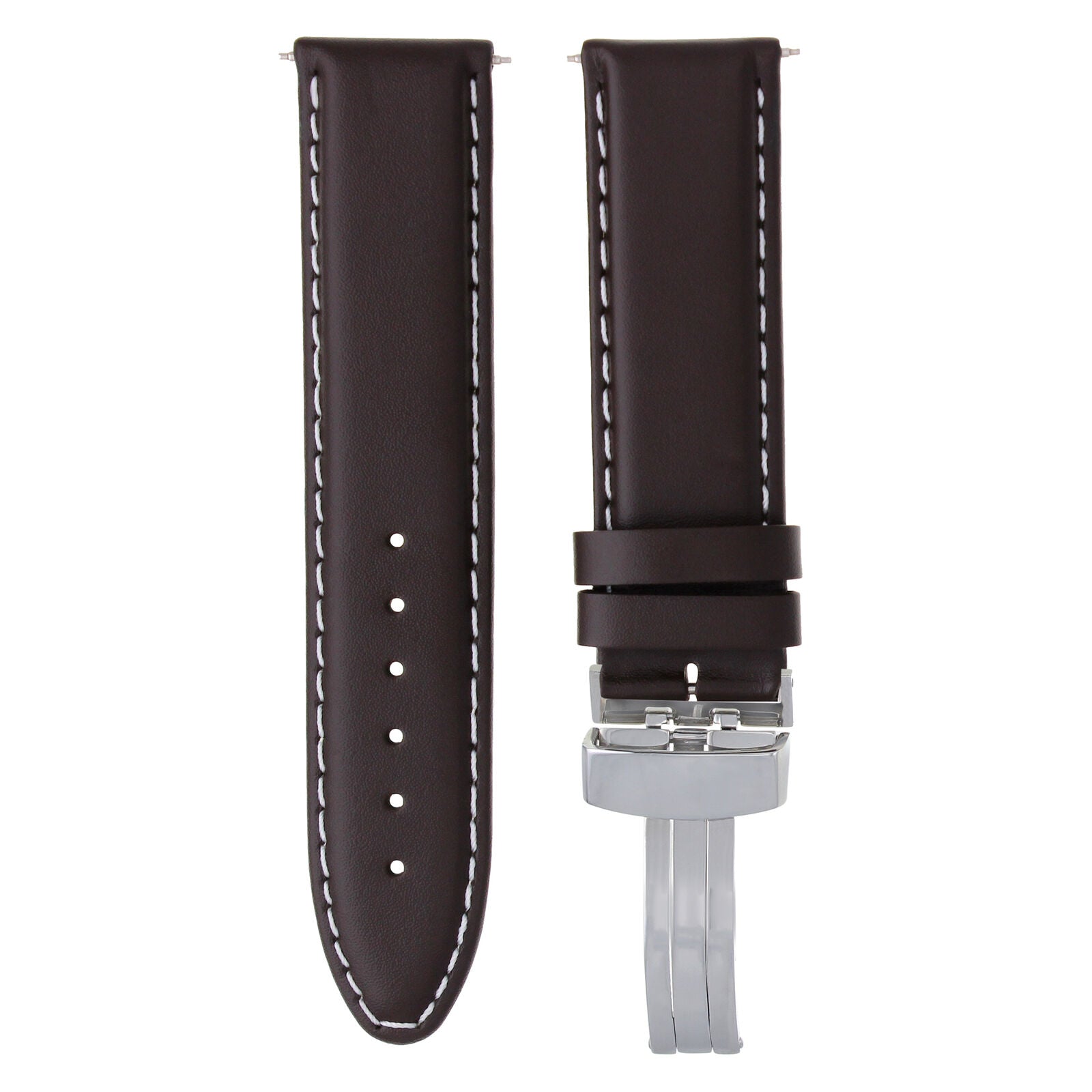 GENUINE LEATHER BAND STRAP SMOOTH CLASP FOR OMEGA SEAMASTER - 22MM