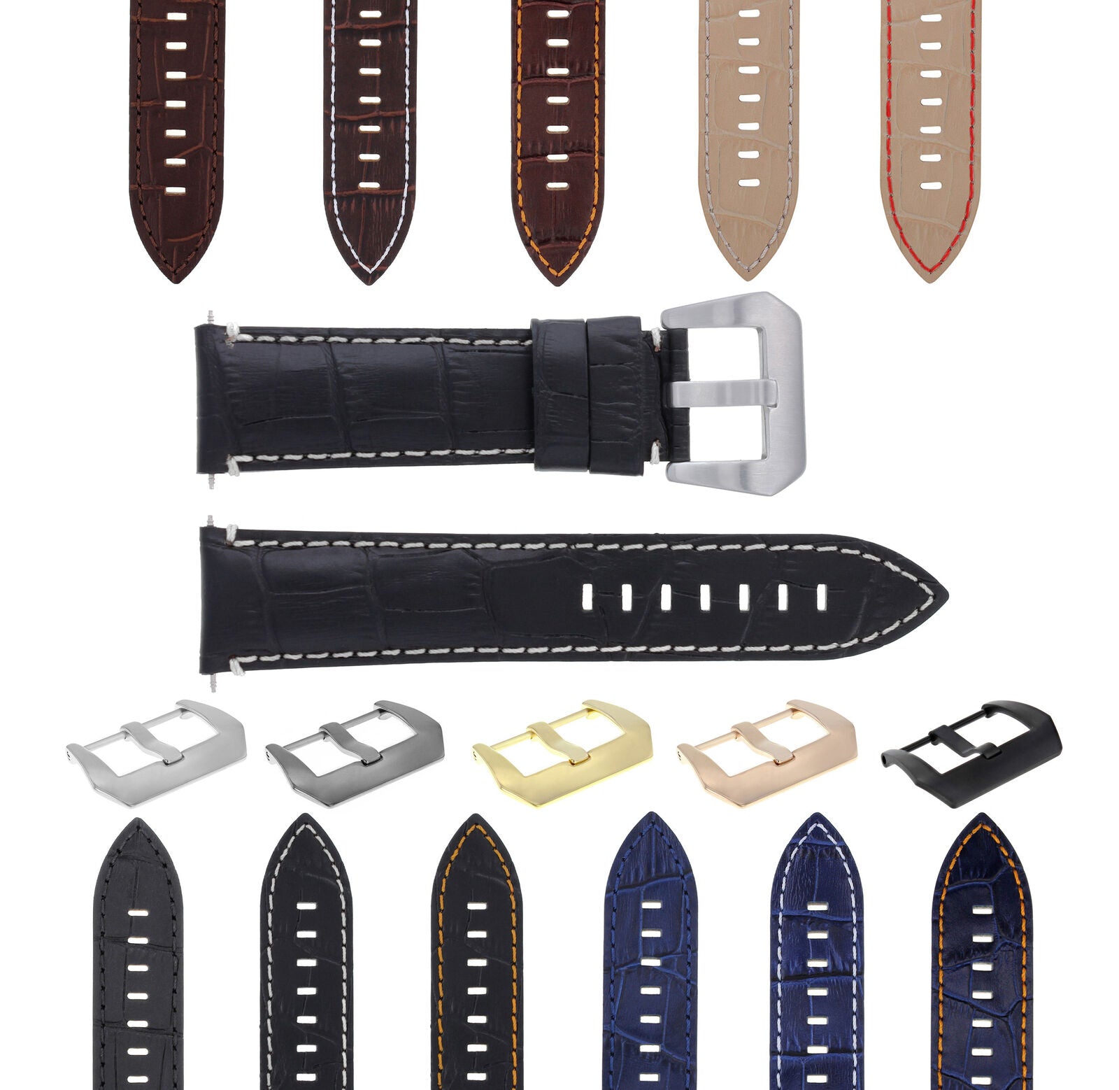 GENUINE ITALIAN LEATHER WATCH BAND STRAP FOR ANY BRAND WATCH - 24MM