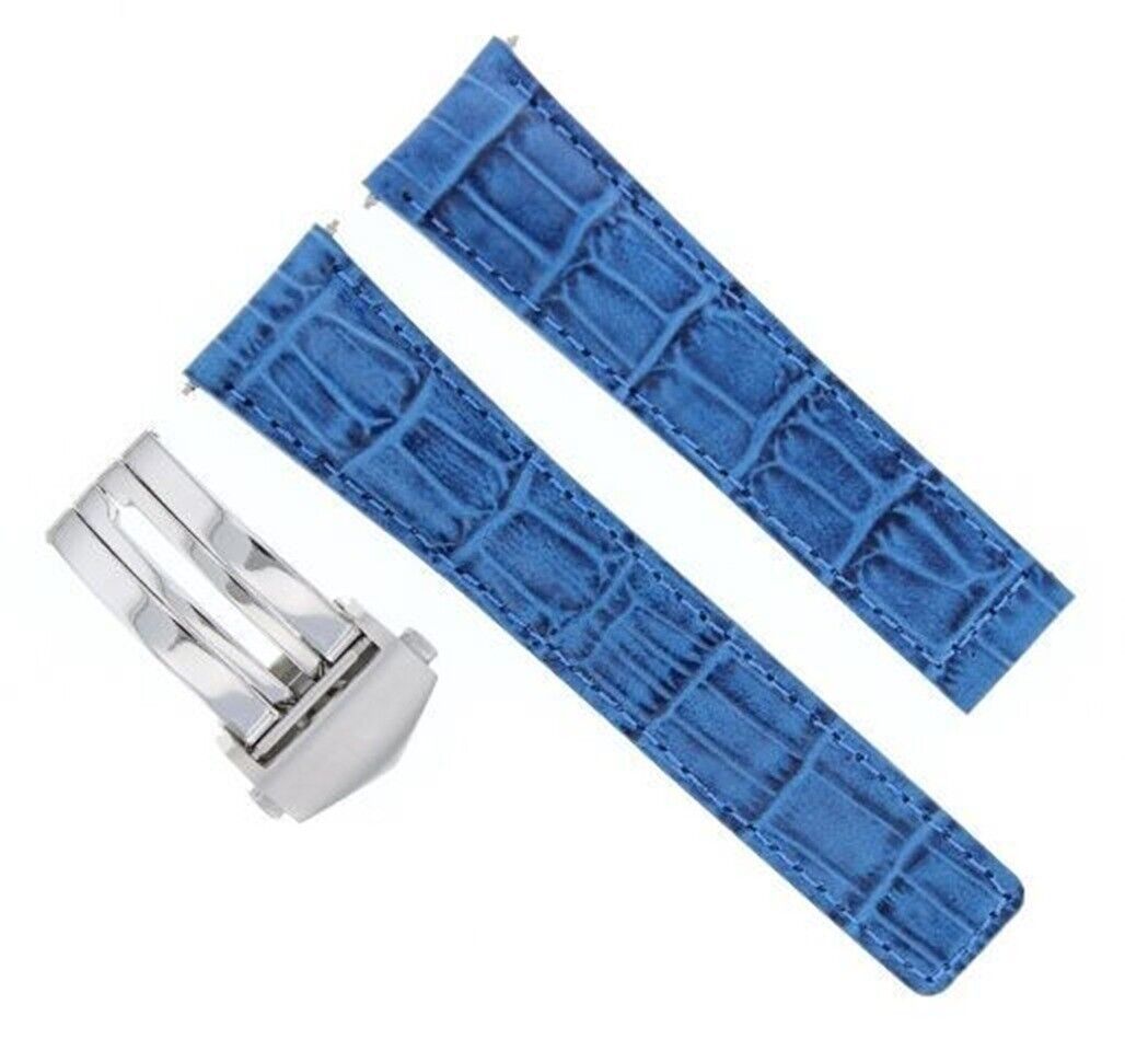 22MM LEATHER WATCH BAND STRAP CLASP FOR TAG HEUER CARERRA MONACO 3TC - BLACK