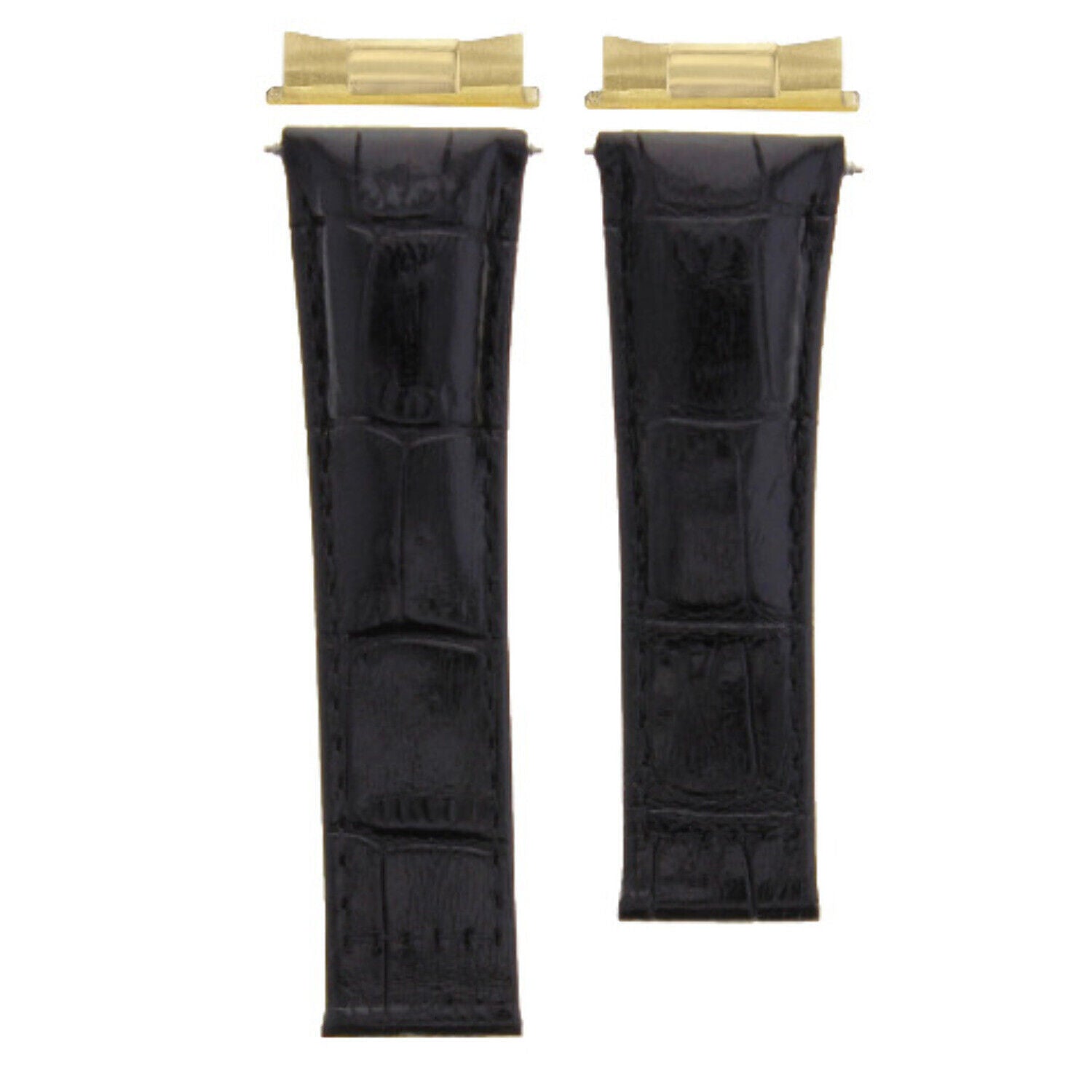 20MM LEATHER WATCH BAND STRAP FITS ALL ROLEX DAYTONA MODEL WATCH WITH ENDPIECES - Gold