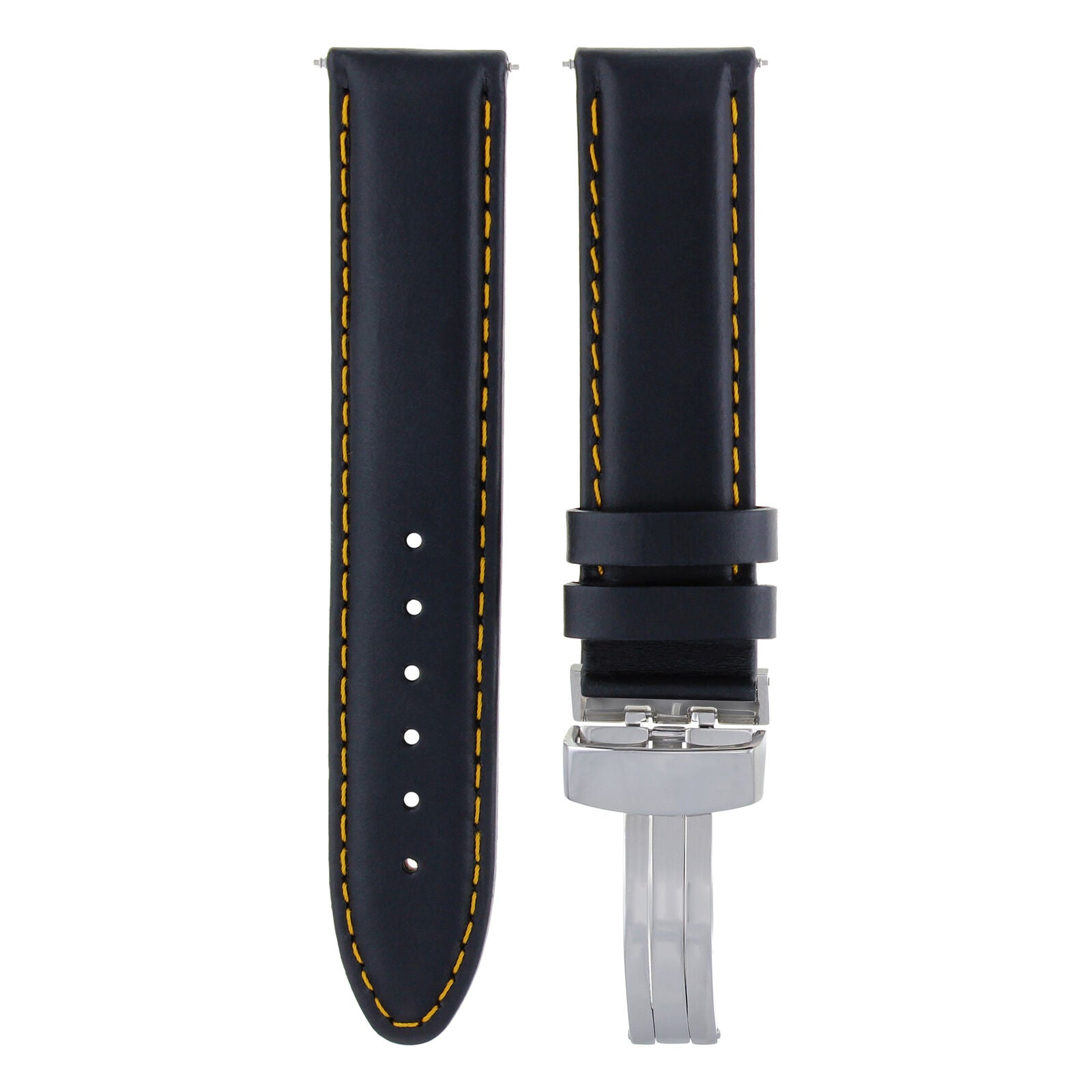 GENUINE LEATHER BAND STRAP SMOOTH CLASP FOR OMEGA SEAMASTER - 22MM