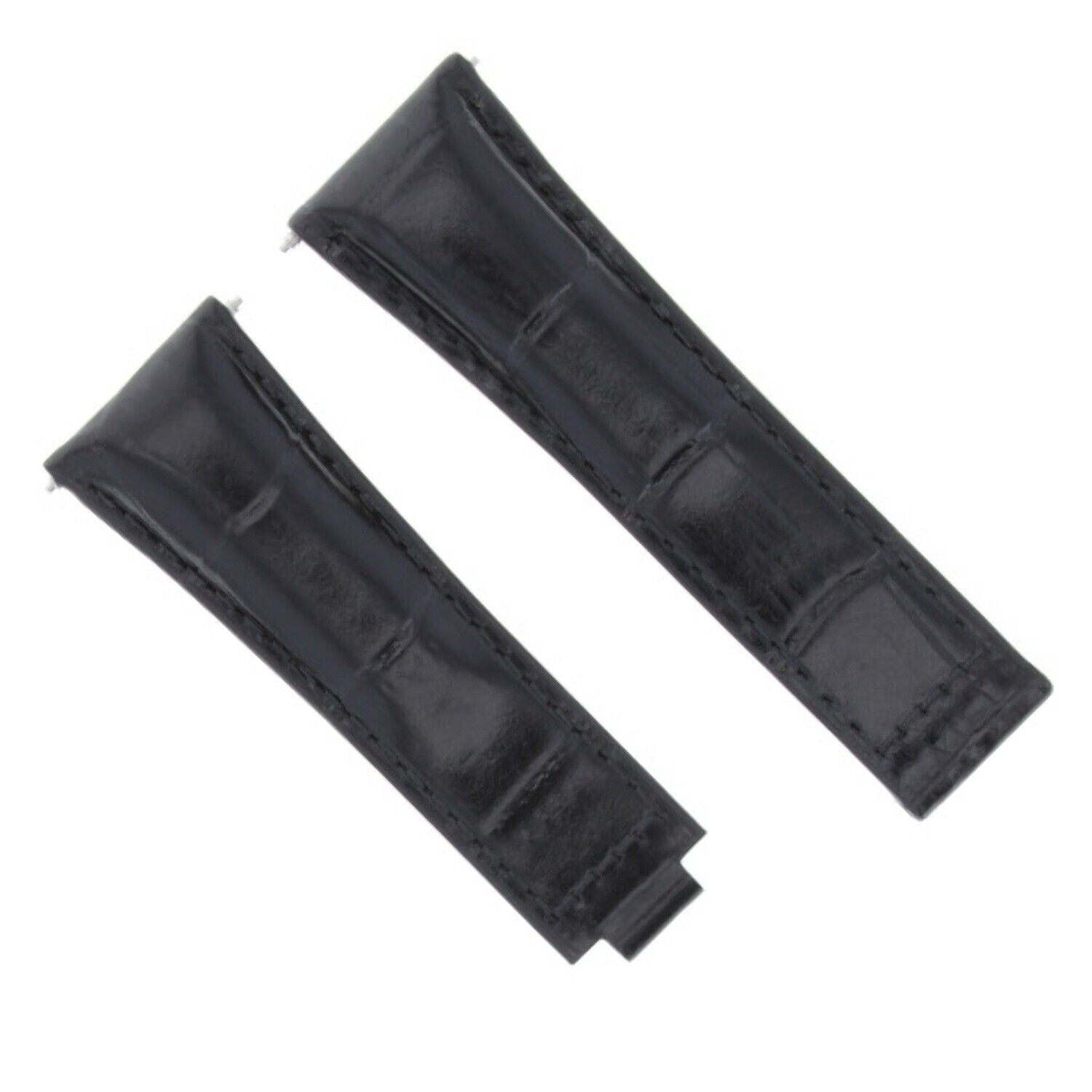 20MM LEATHER ALLIGATOR STRAP BAND CLASP FOR ROLEX DAYTONA 16520,116519 SHORT MEDIUM - Black