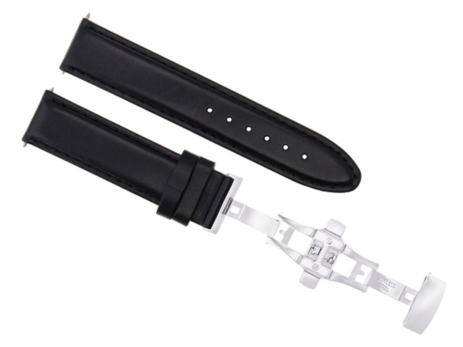LEATHER BAND SMOOTH STRAP DEPLOYMENT CLASP FOR CERTINA - 19MM