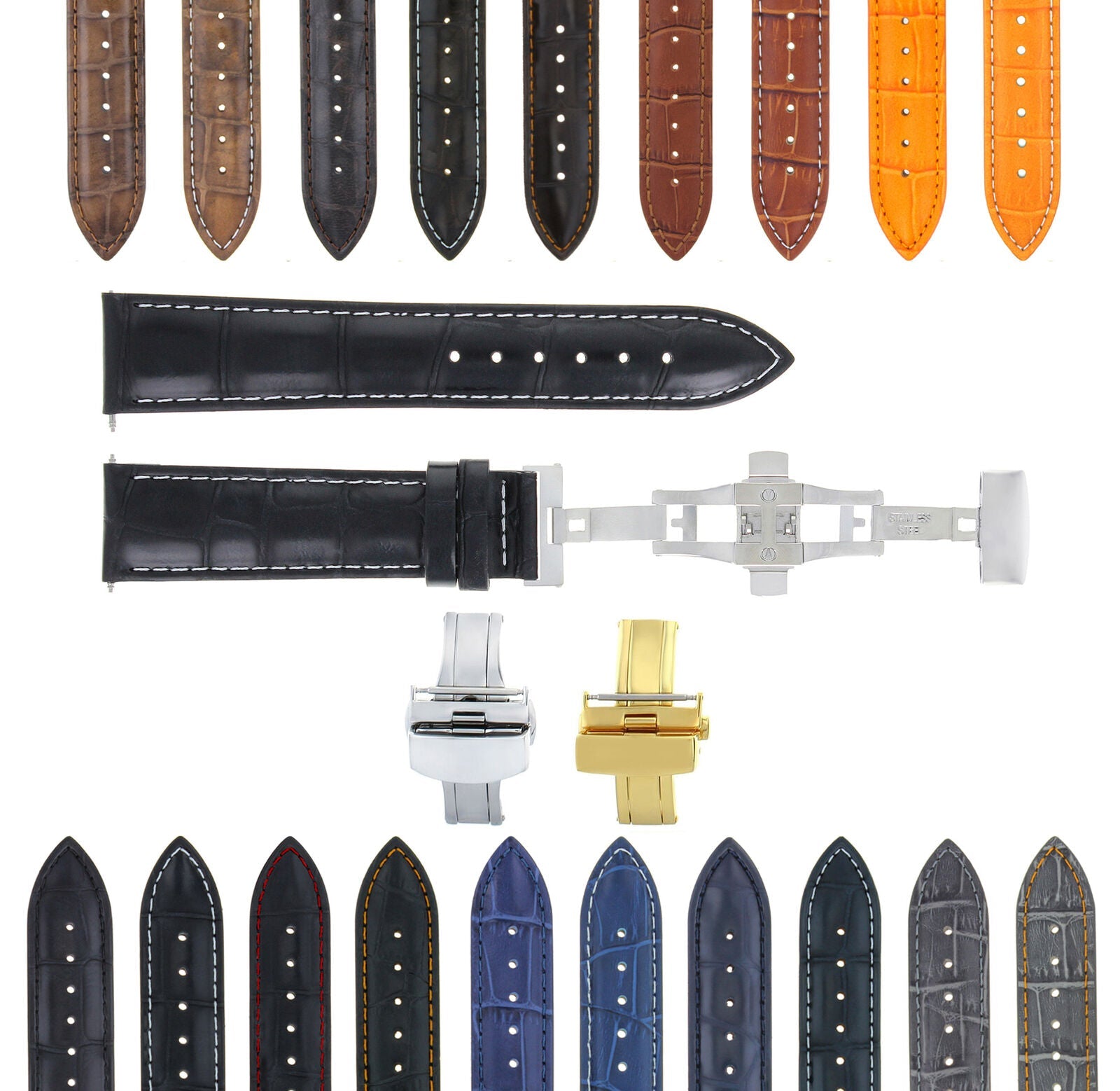 LEATHER WATCH BAND STRAP CLASP FOR EMPORIO ARMANI - 20MM