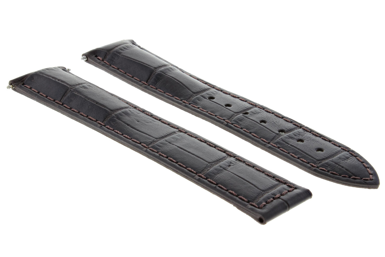 19MM LEATHER WATCH STRAP BAND FOR OMEGA SEAMASTER DEPLOYMENT CLASP DARK BROWN