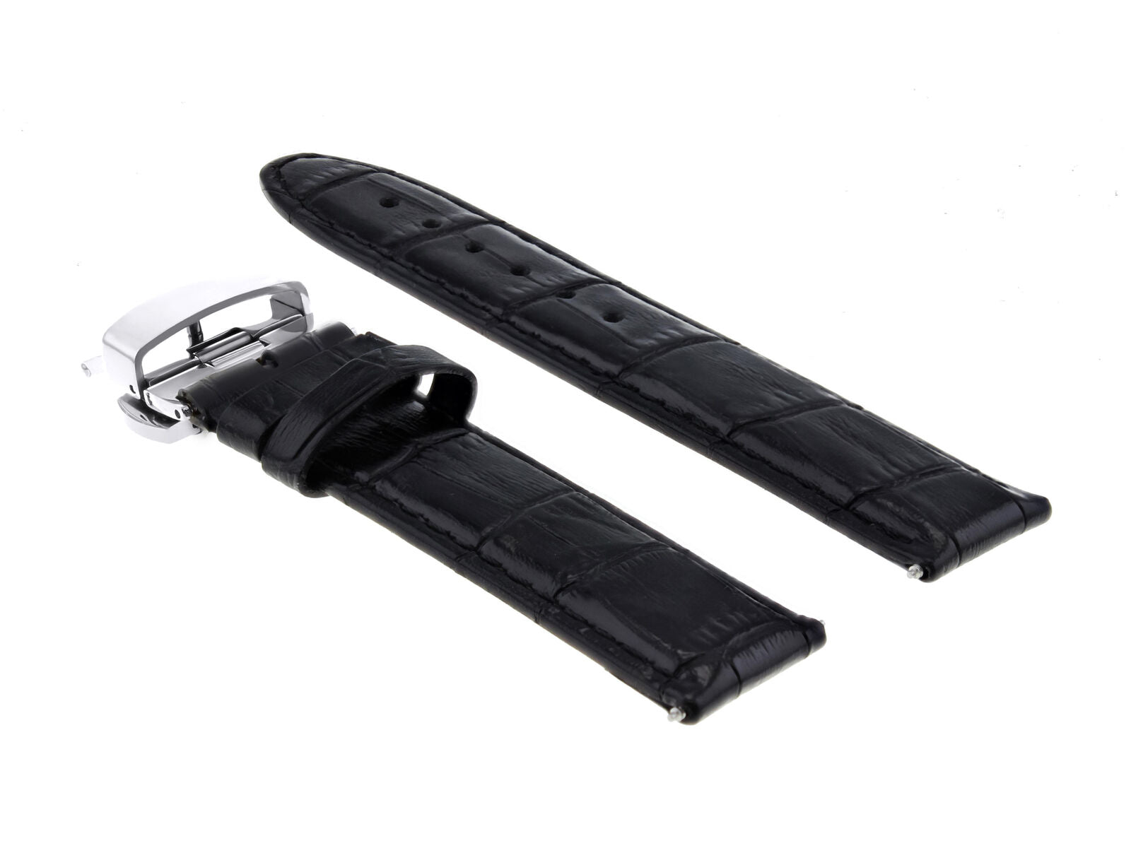 LEATHER WATCH BAND STRAP FOR BULOVA WATCH DEPLOYMENT CLASP - 19MM