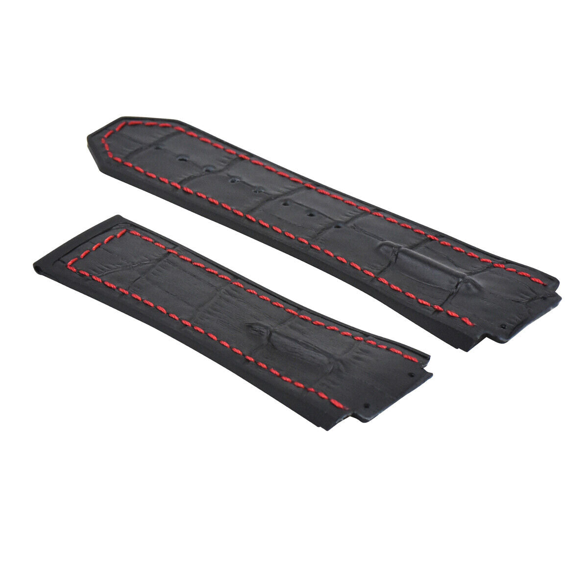 28MM LEATHER BAND STRAP FOR 48MM HUBLOT BIG BANG CERAMIC F1 KING POWER BLACK RED