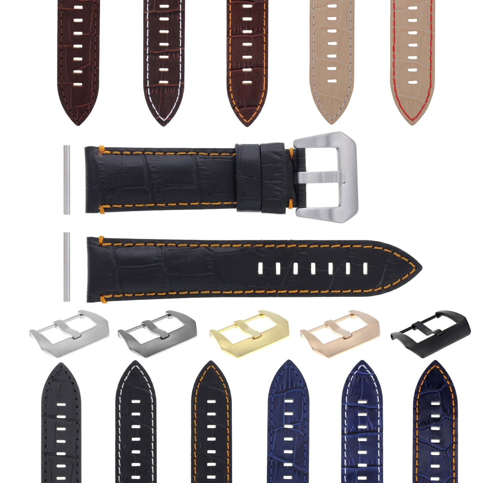 22-24MM LEATHER WATCH BAND STRAP FOR 40-44MM PANERAI MARINA RADIOMIR GMT WATCH
