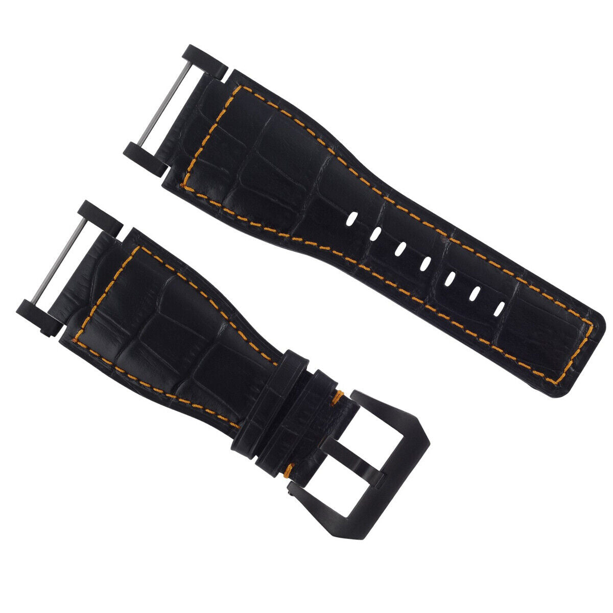 24MM FOR SUUNTO CORE LEATHER WATCH BAND STRAP WITH ADAPTER BLACK PVD TOP QUALITY