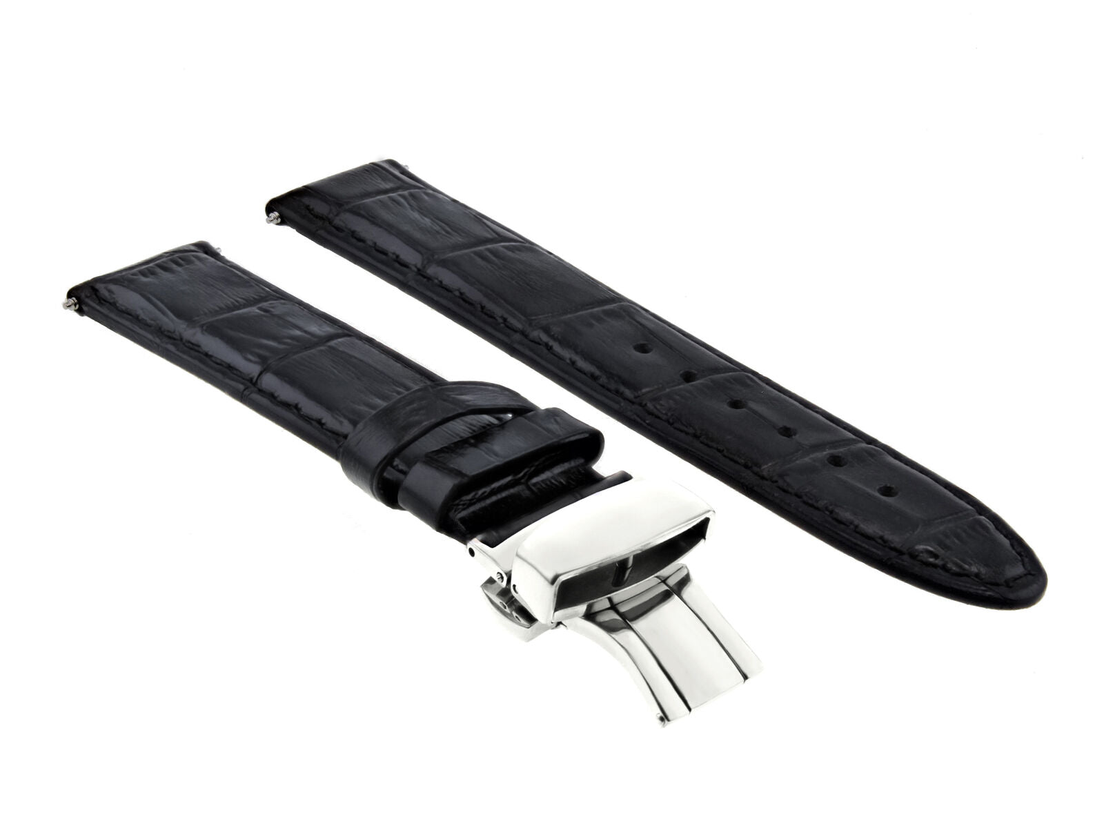 LEATHER WATCH BAND STRAP FOR BULOVA WATCH DEPLOYMENT CLASP - 19MM