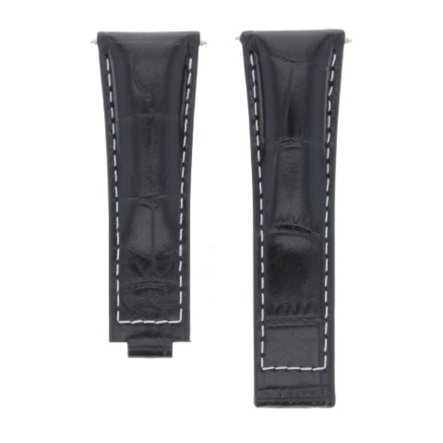20MM LEATHER ALLIGATOR STRAP BAND CLASP FOR ROLEX DAYTONA 16520,116519 SHORT MEDIUM - Black