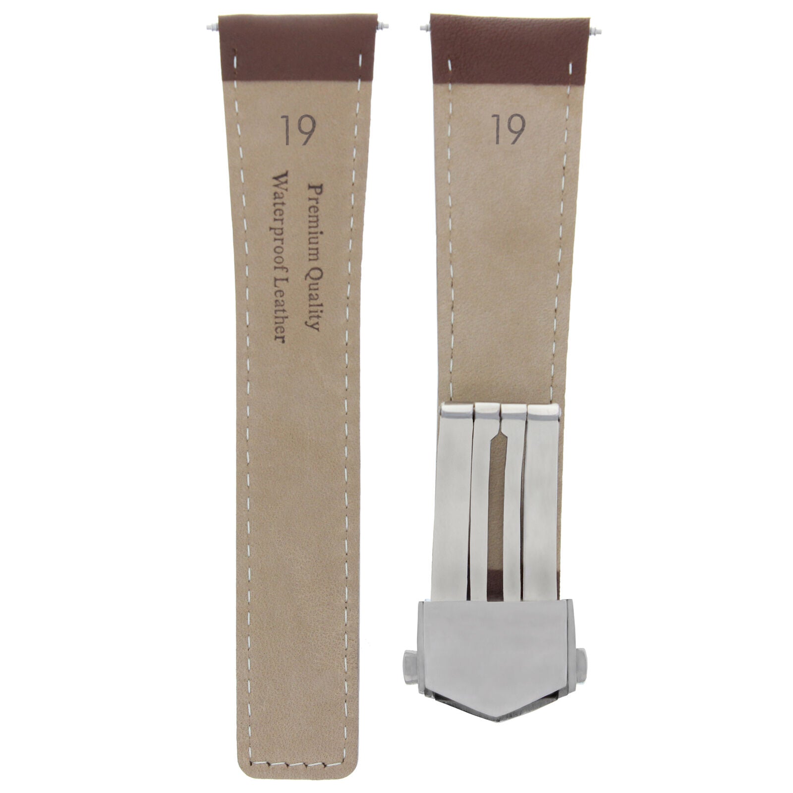 19MM GENUINE LEATHER STRAP BAND FOR TAG HEUER CARRERA TWIN TIME F1 CLASP TAN WS
