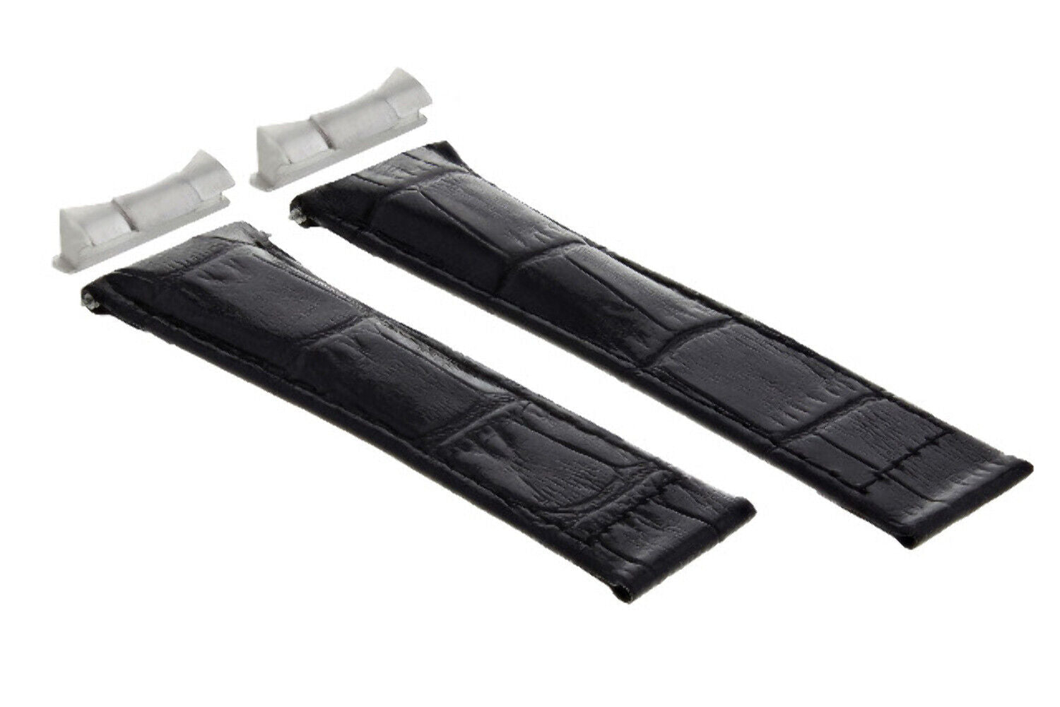 20MM LEATHER WATCH BAND STRAP FOR ROLEX DATEJUST 16013 16200,16233,16234 ENDLINK - SILVER - POISHED CENTER