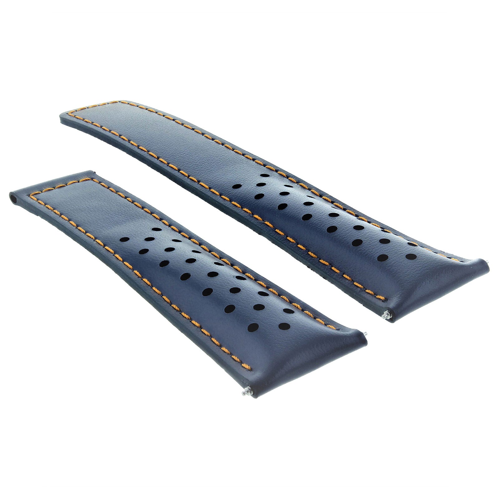 LEATHER STRAP BAND SMOOTH CLASP 19MM FOR TAG HEUER CARRERA BLUE OS PERFORATED