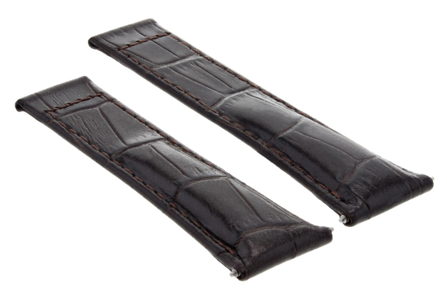 20MM LEATHER WATCH BAND STRAP FOR ROLEX DATEJUST 16013 16200,16233,16234 ENDLINK - SILVER - POISHED CENTER