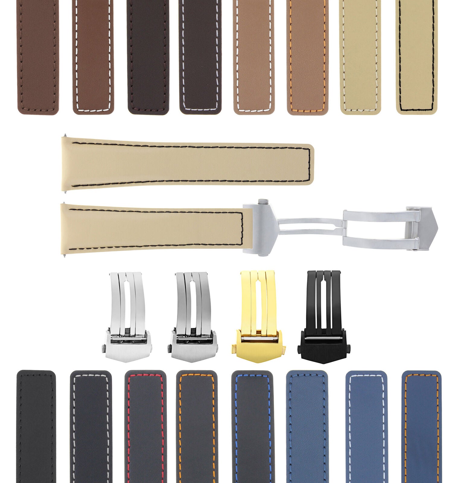 LEATHER WATCH BAND STRAP FOR TAG HEUER CARRERA MONACO TWIN T + CLASP - 20MM