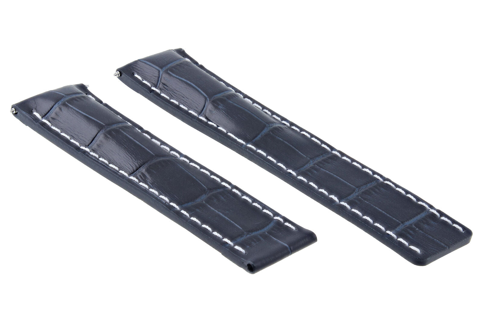 LEATHER STRAP BAND FOR BREITLING NAVITIMER COLT CHRONOMAT CLASP 22/20MM BLUE WS