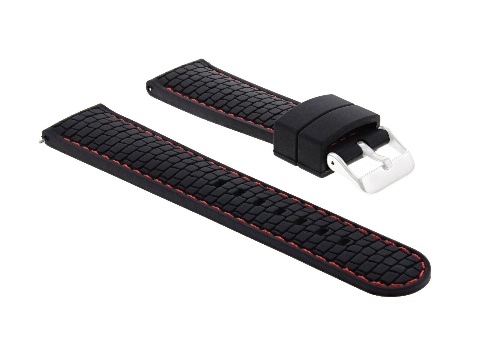 NEW 24MM RUBBER STRAP BAND FOR GUESS WATCH BLACK RED STITCH