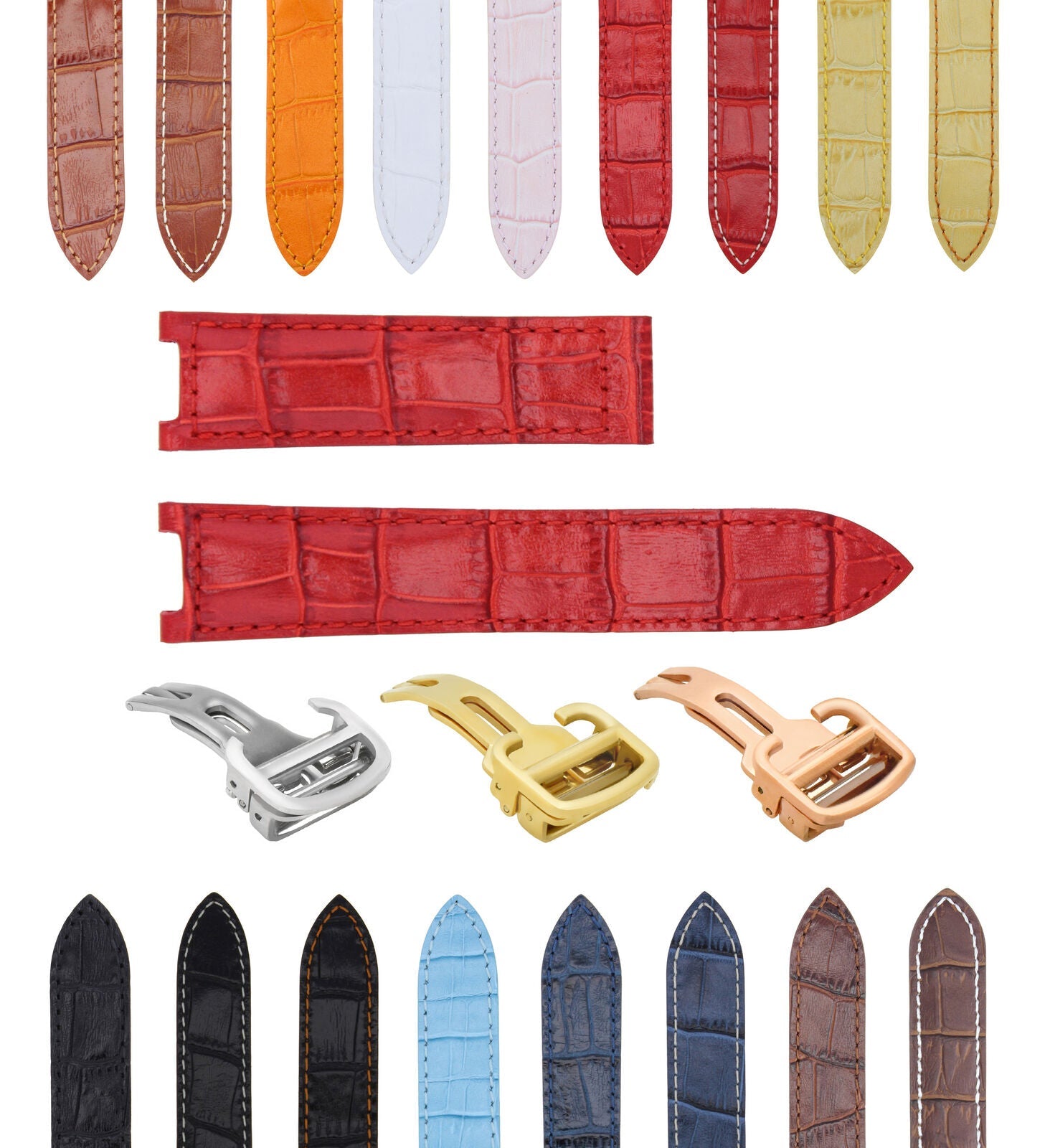 LEATHER WATCH BAND STRAP FITS CARTIER PASHA 35-38-42MM CHRONOGRAPH - 20MM