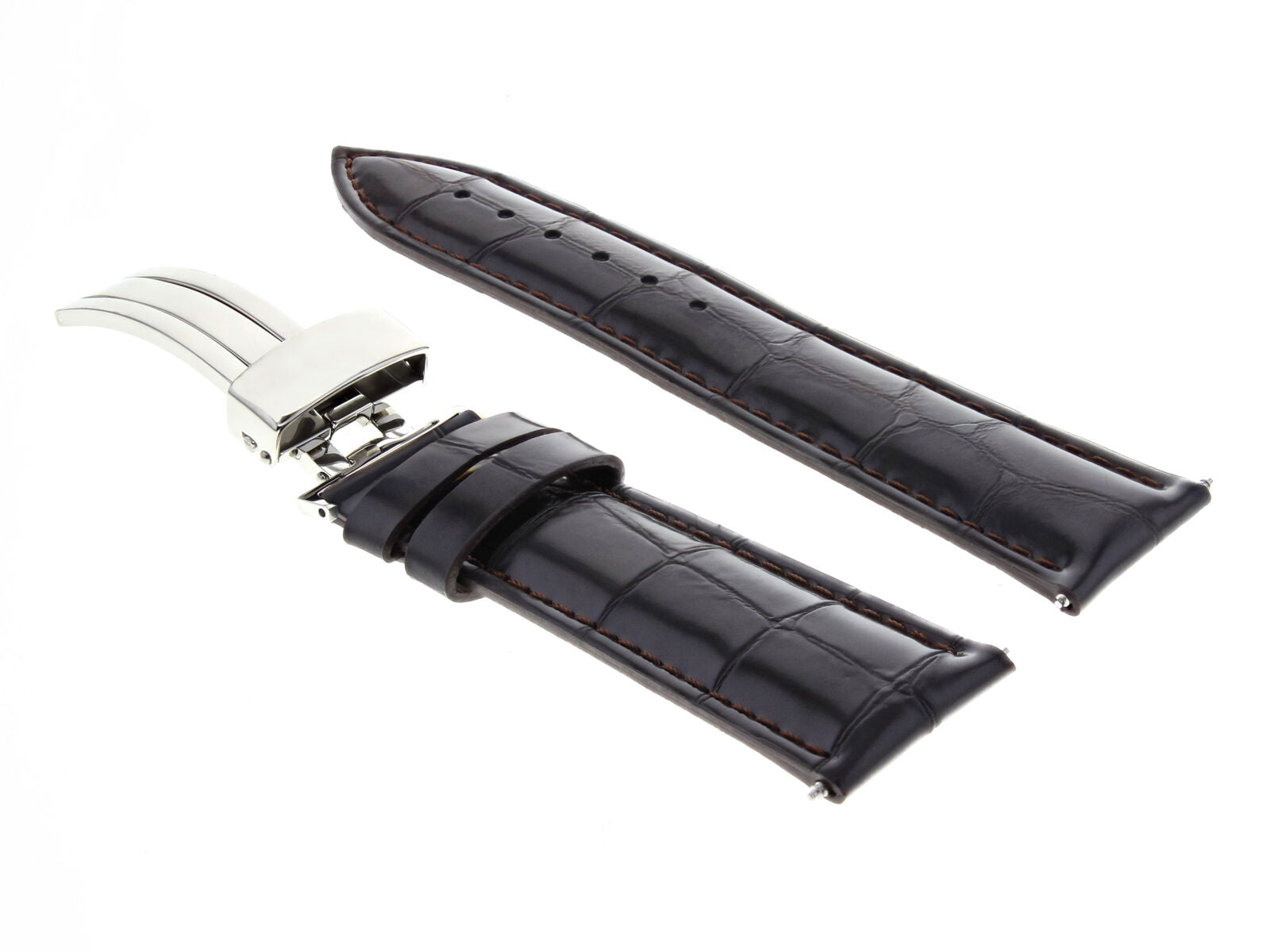 18MM LEATHER WATCH BAND STRAP DEPLOYMENT CLASP BUCKLE FOR BREITLING D/BROWN 1A