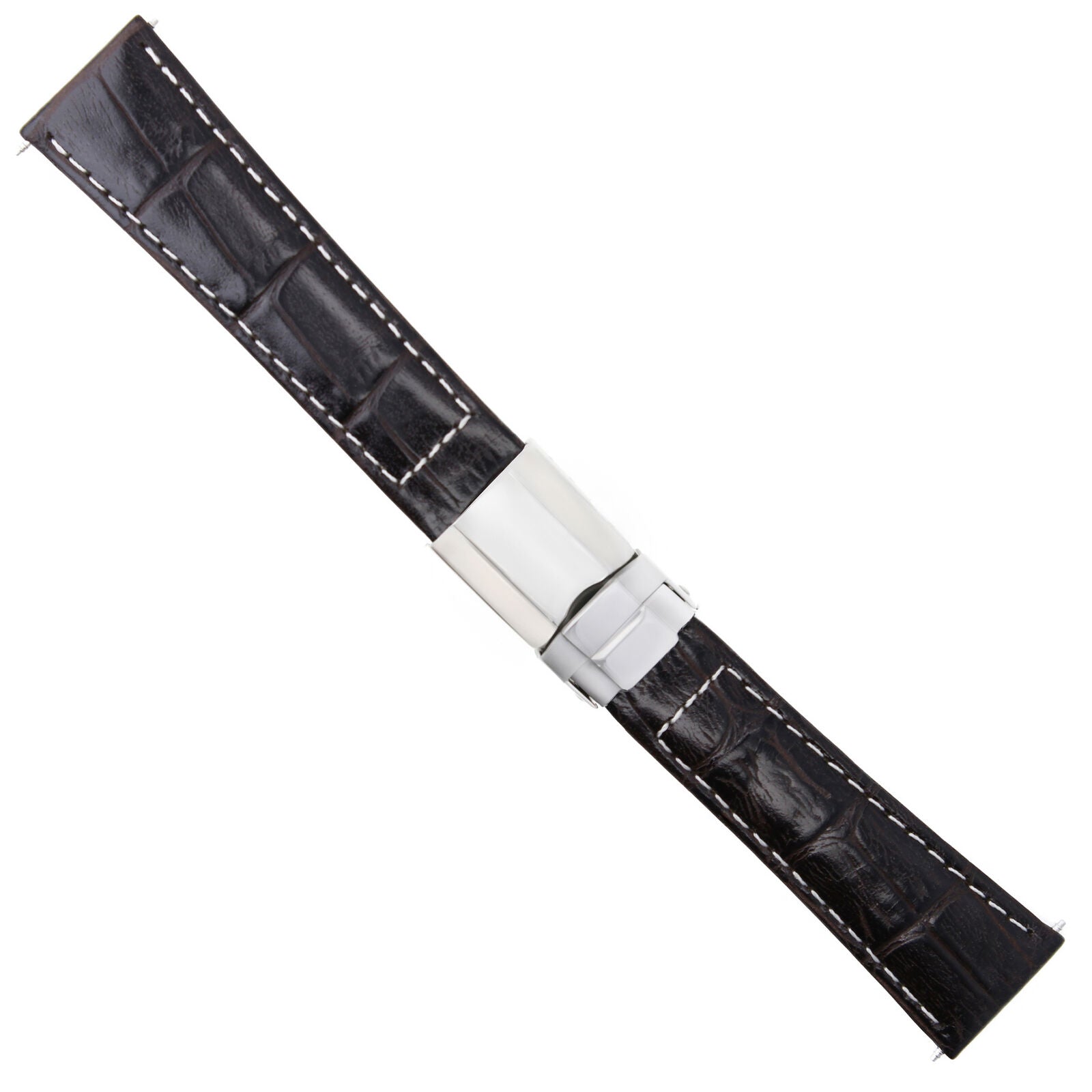 LEATHER STRAP FOR ROLEX DAYTONA 116518 116523 WATCH D/BROWN WS SHORT STEEL CLASP