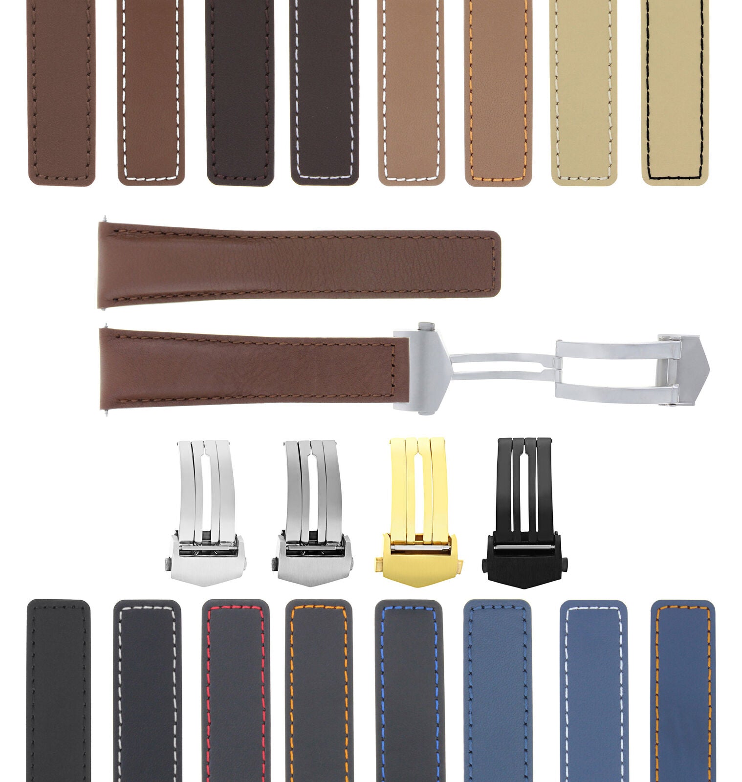 LEATHER WATCH BAND STRAP FOR TAG HEUER CARRERA MONACO TWIN T + CLASP - 20MM