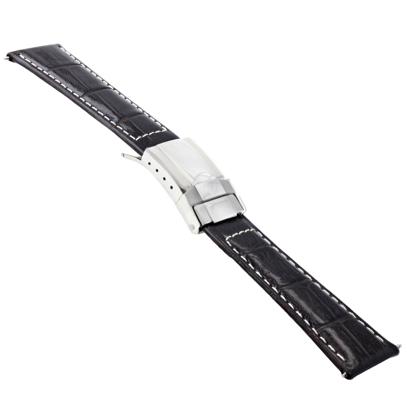 LEATHER STRAP FOR ROLEX DAYTONA 116518 116523 WATCH D/BROWN WS SHORT STEEL CLASP