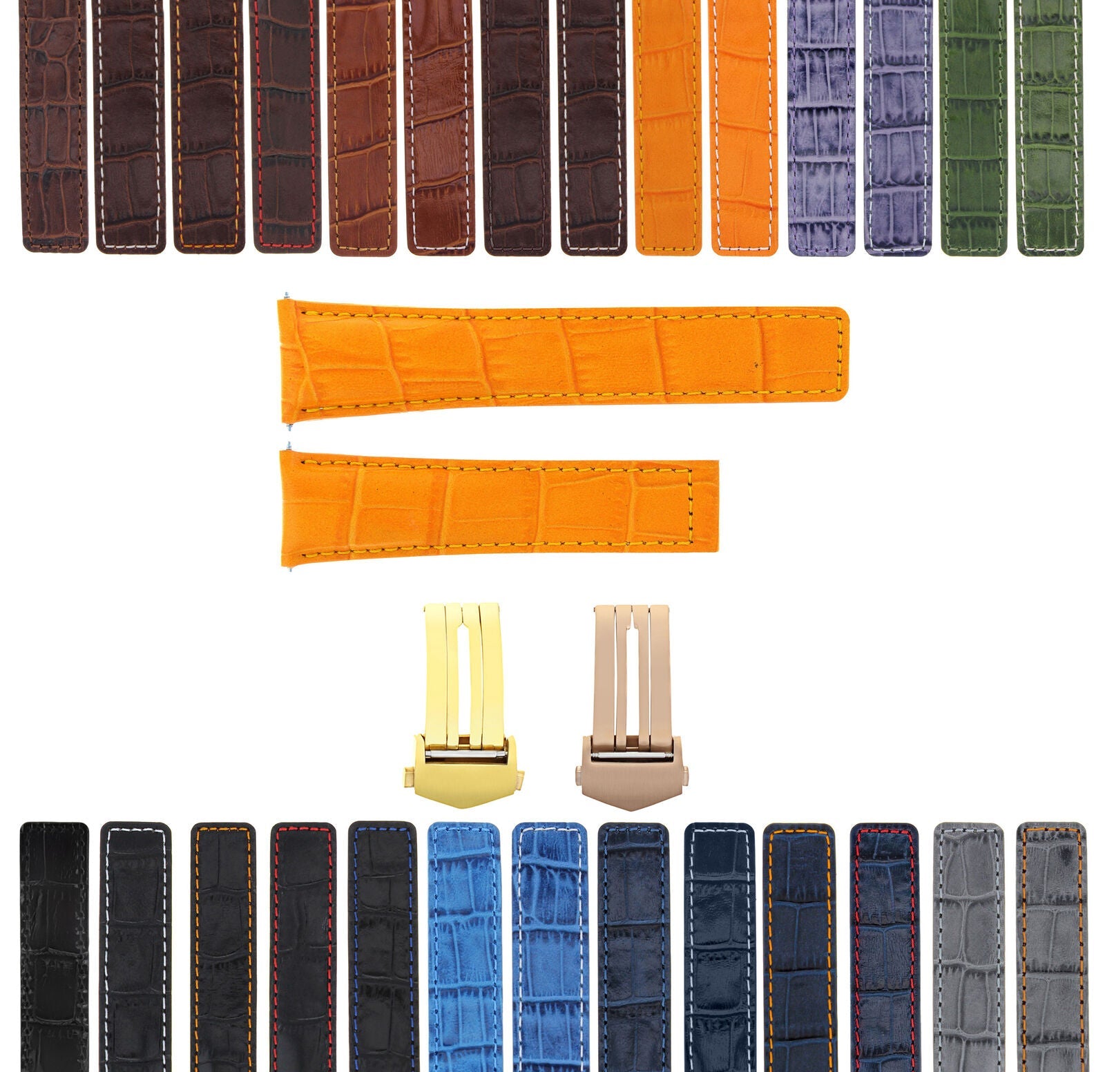 LEATHER WATCH BAND STRAP CLASP FOR TAG HEUER CARRERA GOLD ROSE - 20MM