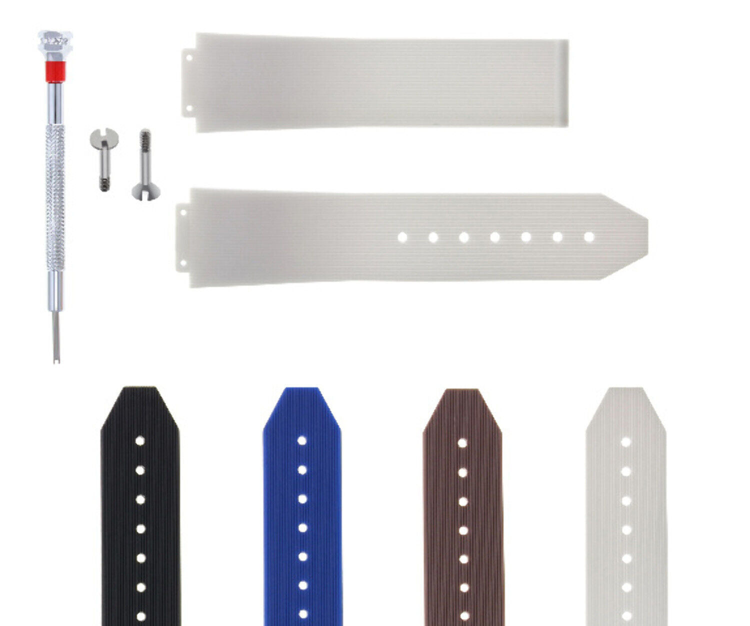 21-24-25MM RUBBER SILICONE WATCH BAND STRAP FOR H HUBLOT + 2 SCREW + SCREWDRIVER