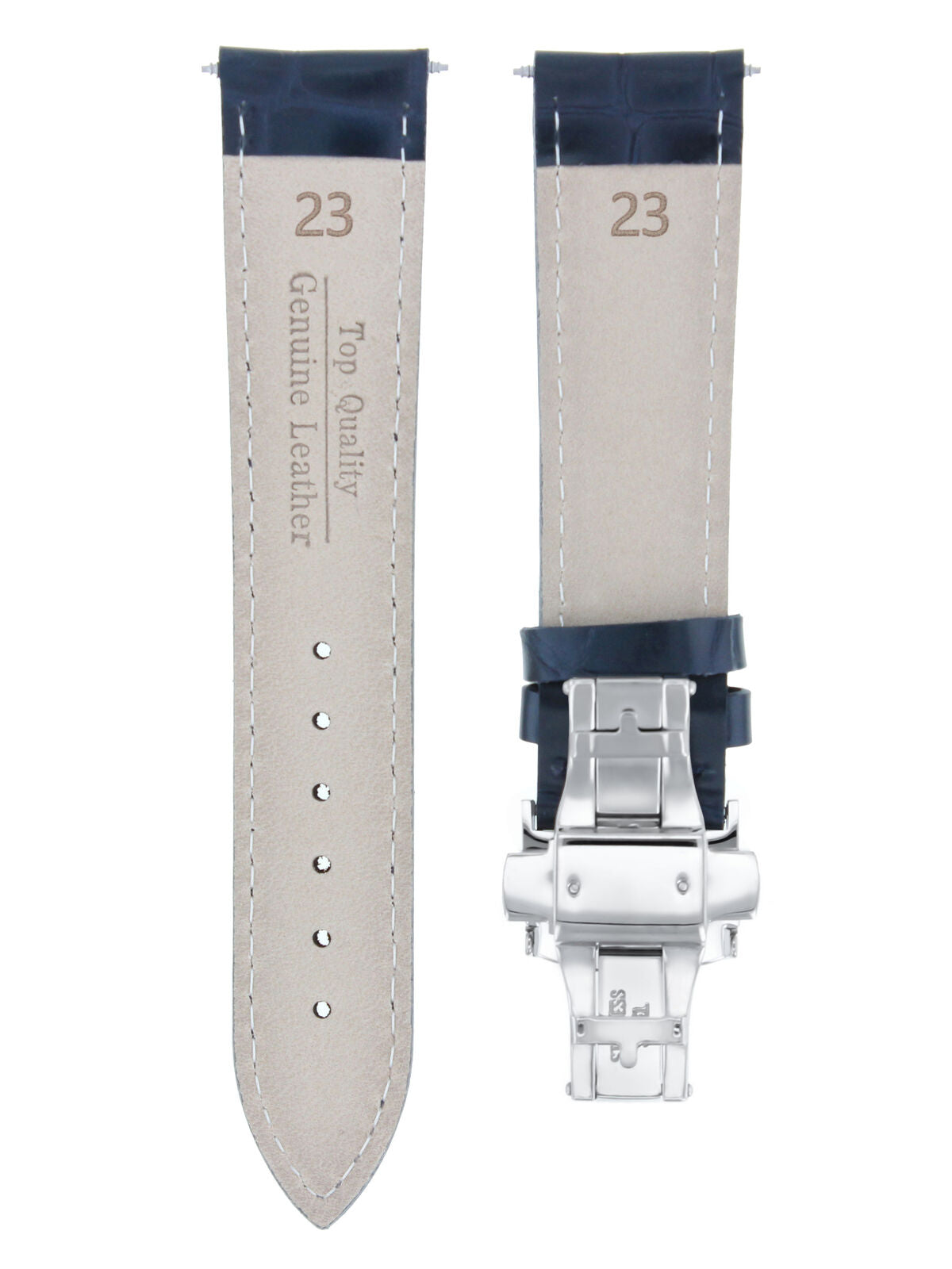 23MM LEATHER WATCH BAND STRAP DEPLOYMENT FOR CITIZEN ECODRIVE BU2013-08E BLUE
